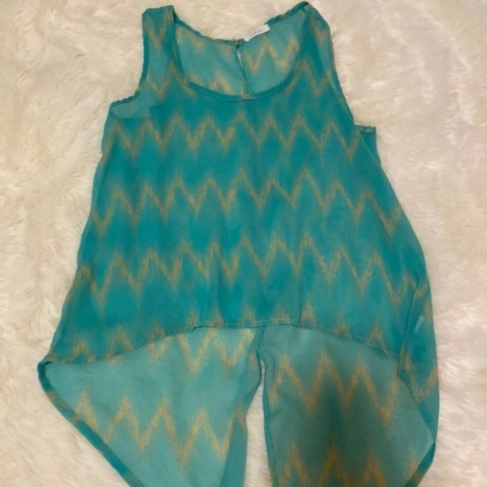 Sheer Chevron high low shirt